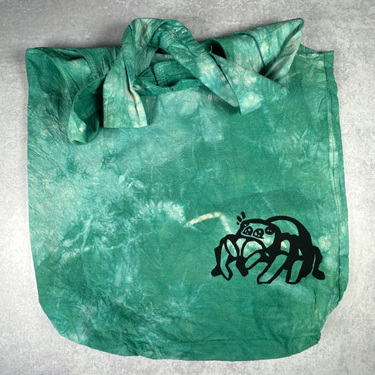Teal Tie-dye Jumping Spider Tote Bag - The Serpentry