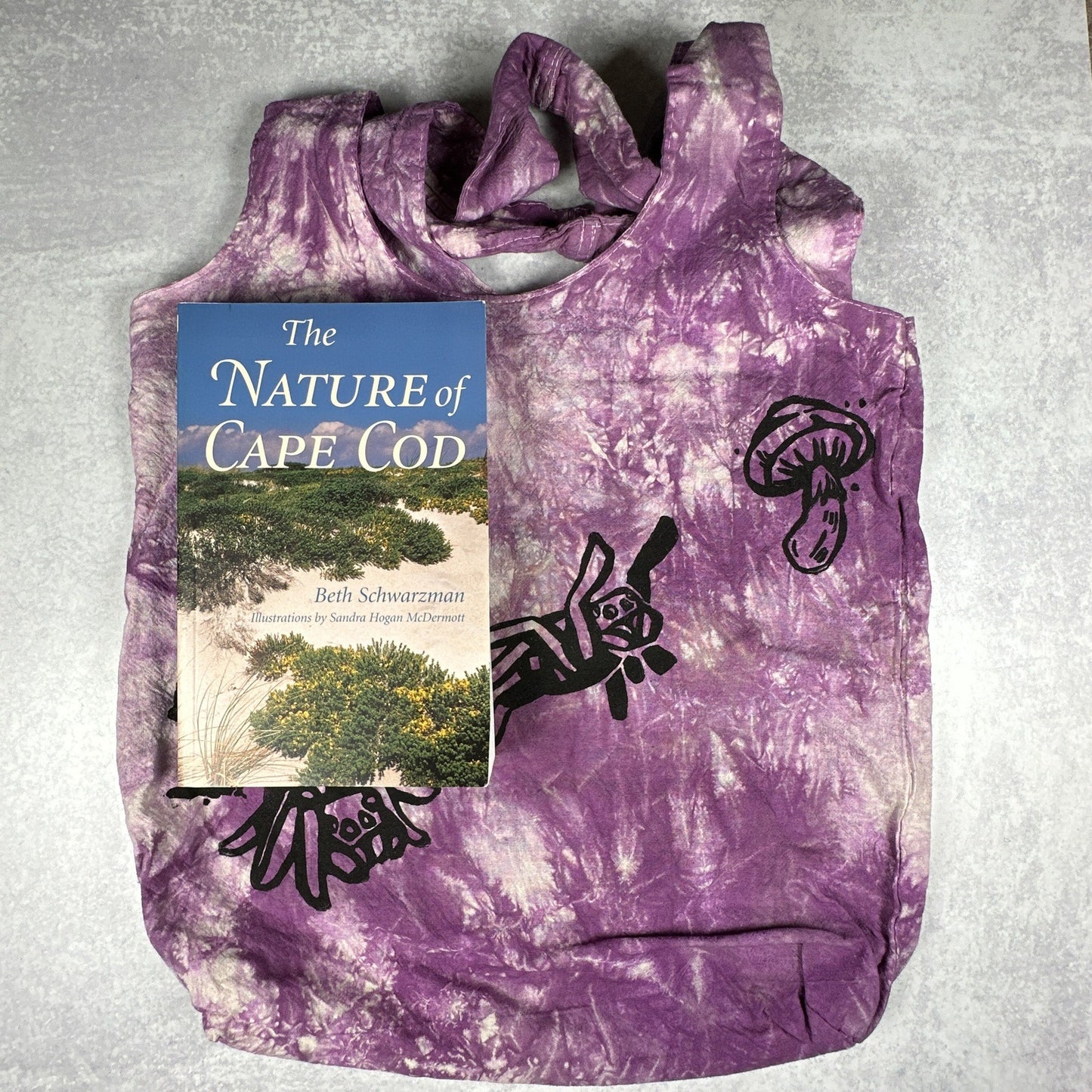 Purple Tie-dye JUMPing Spider and Mushroom Tote Bag - The Serpentry