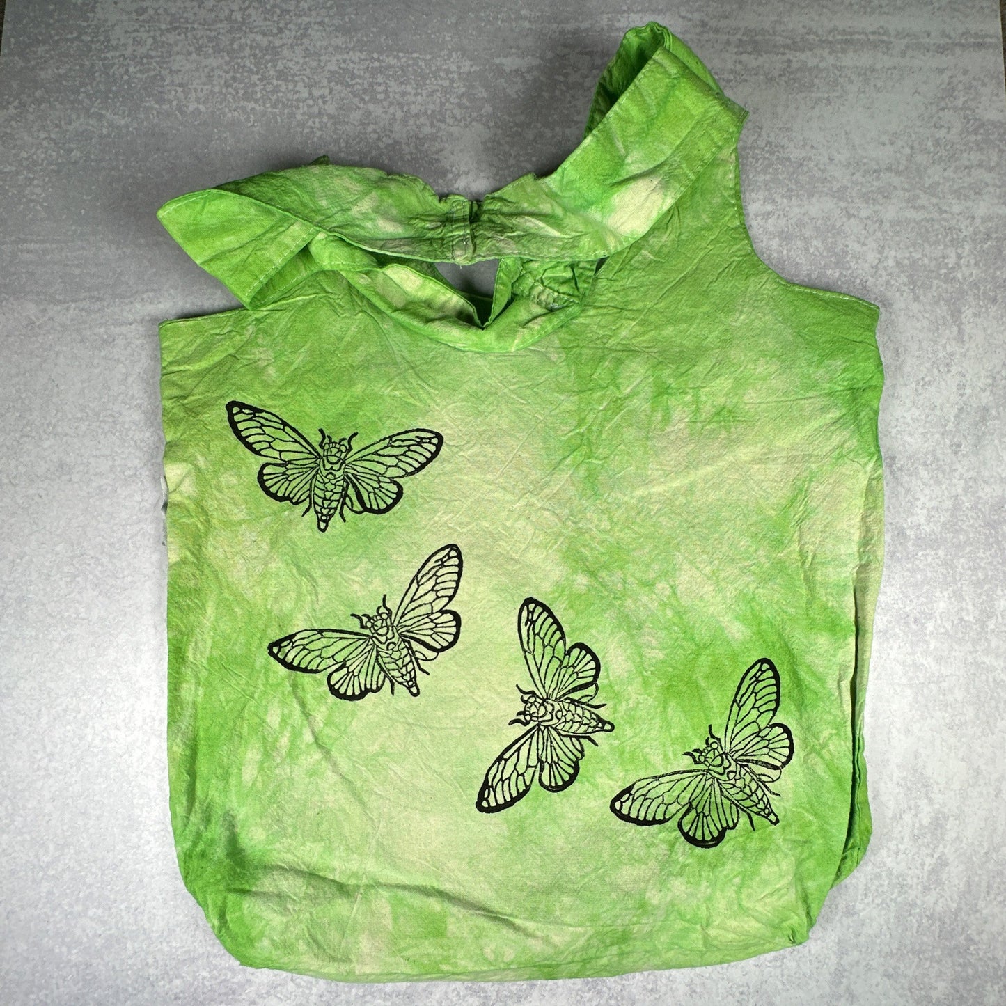 Neon Green Tie-dye Flying Cicada Tote Bag - The Serpentry