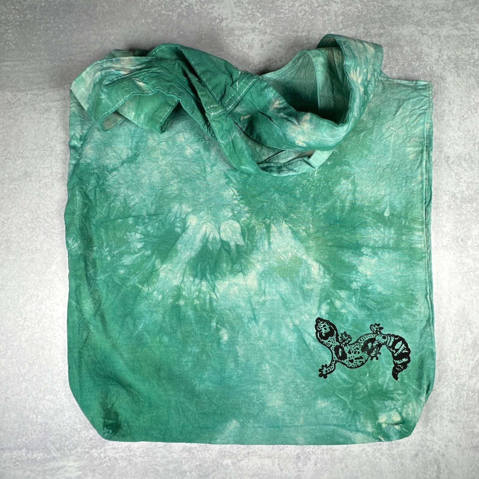 Teal Tie-dye Gecko Tote Bag
