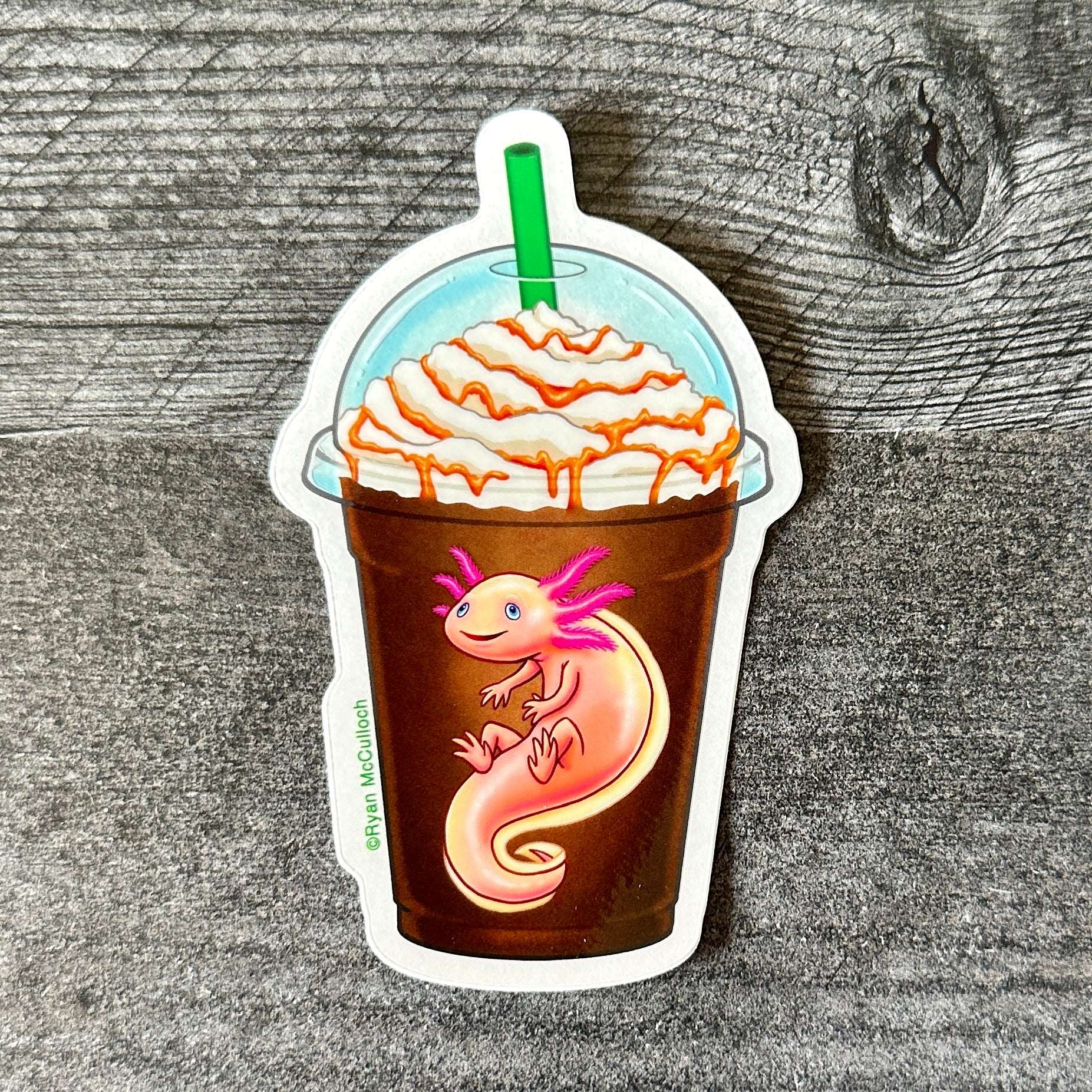 Axolotl Frappuccino Sticker | Clear Sticker