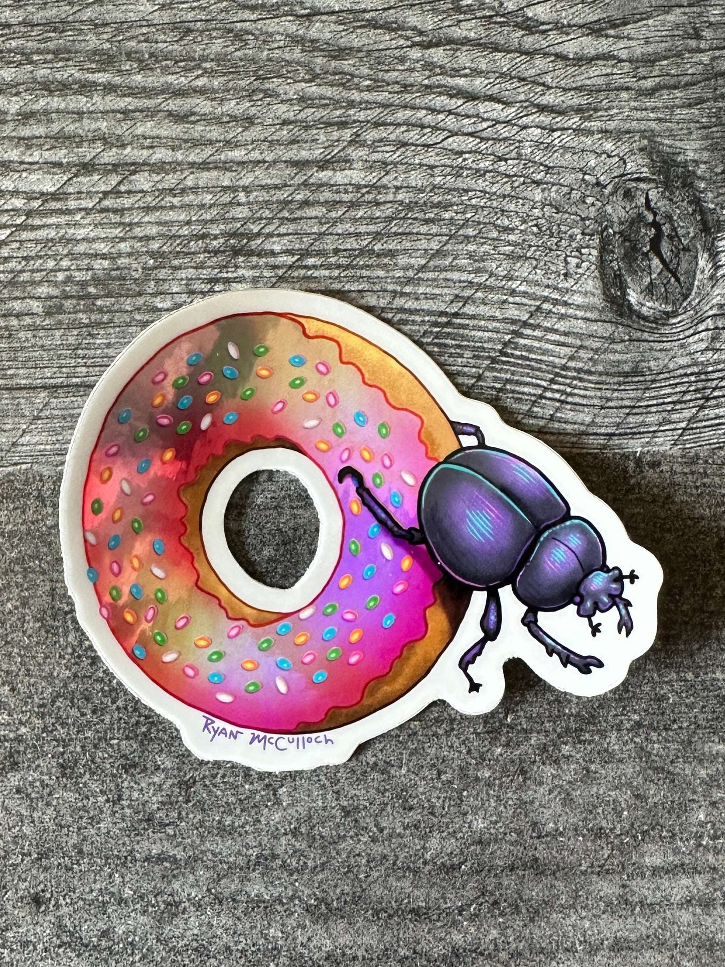 Dung-Kin Donut Dung Beetle Sticker | Holographic Sticker