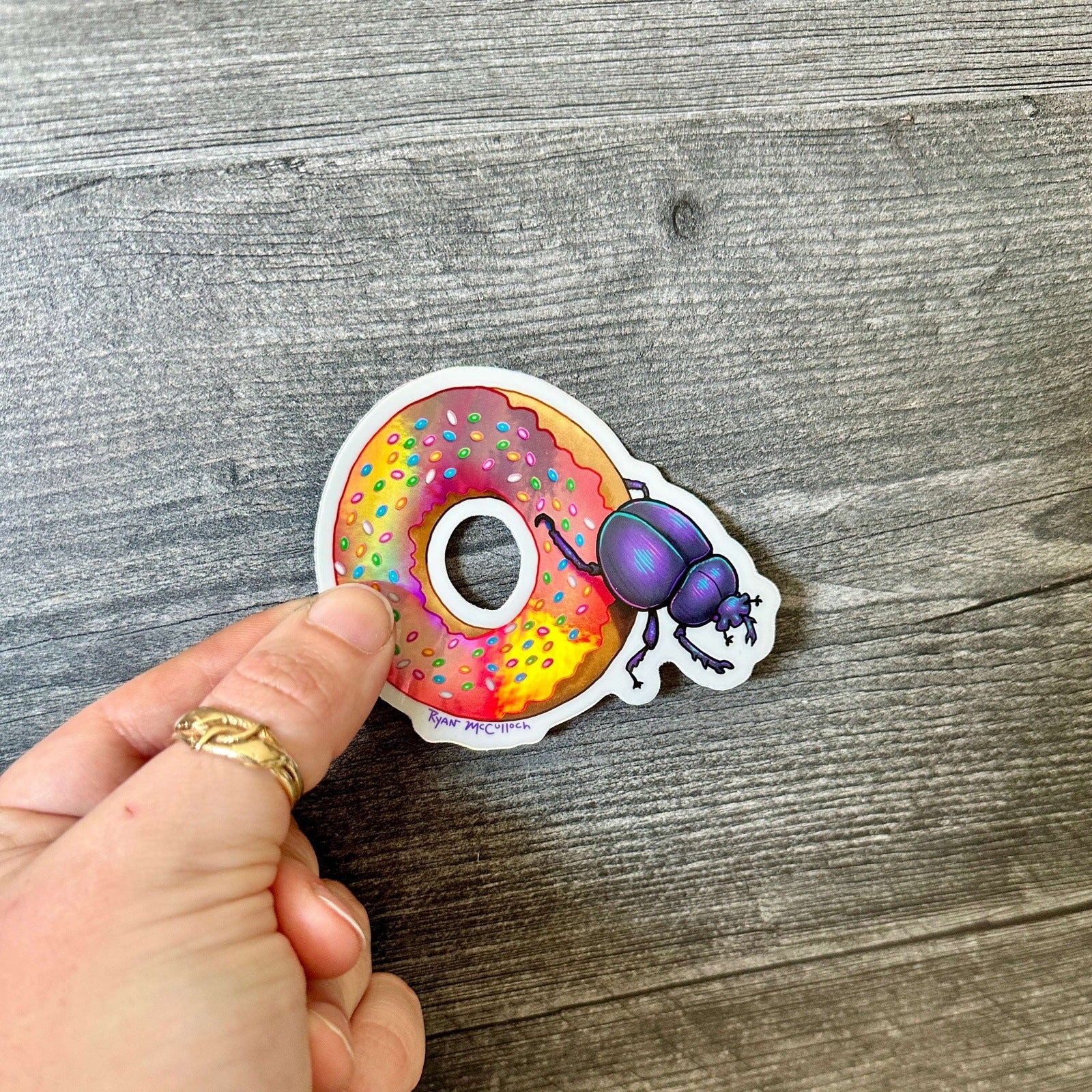 Dung-Kin Donut Dung Beetle Sticker | Holographic Sticker