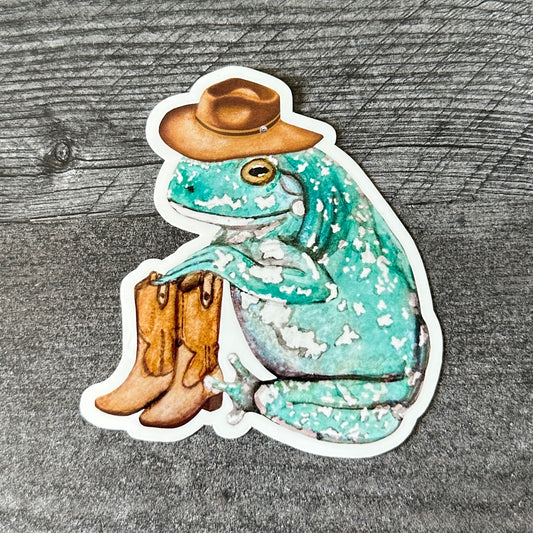 Teal Cowboy Tree Frog Sticker