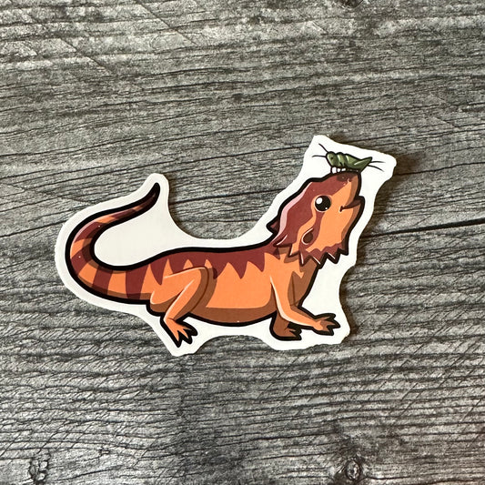 Bearded Dragon with a Cricket Sticker