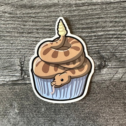 Sweet Little Rattlesnake Cupcake Sticker - The Serpentry