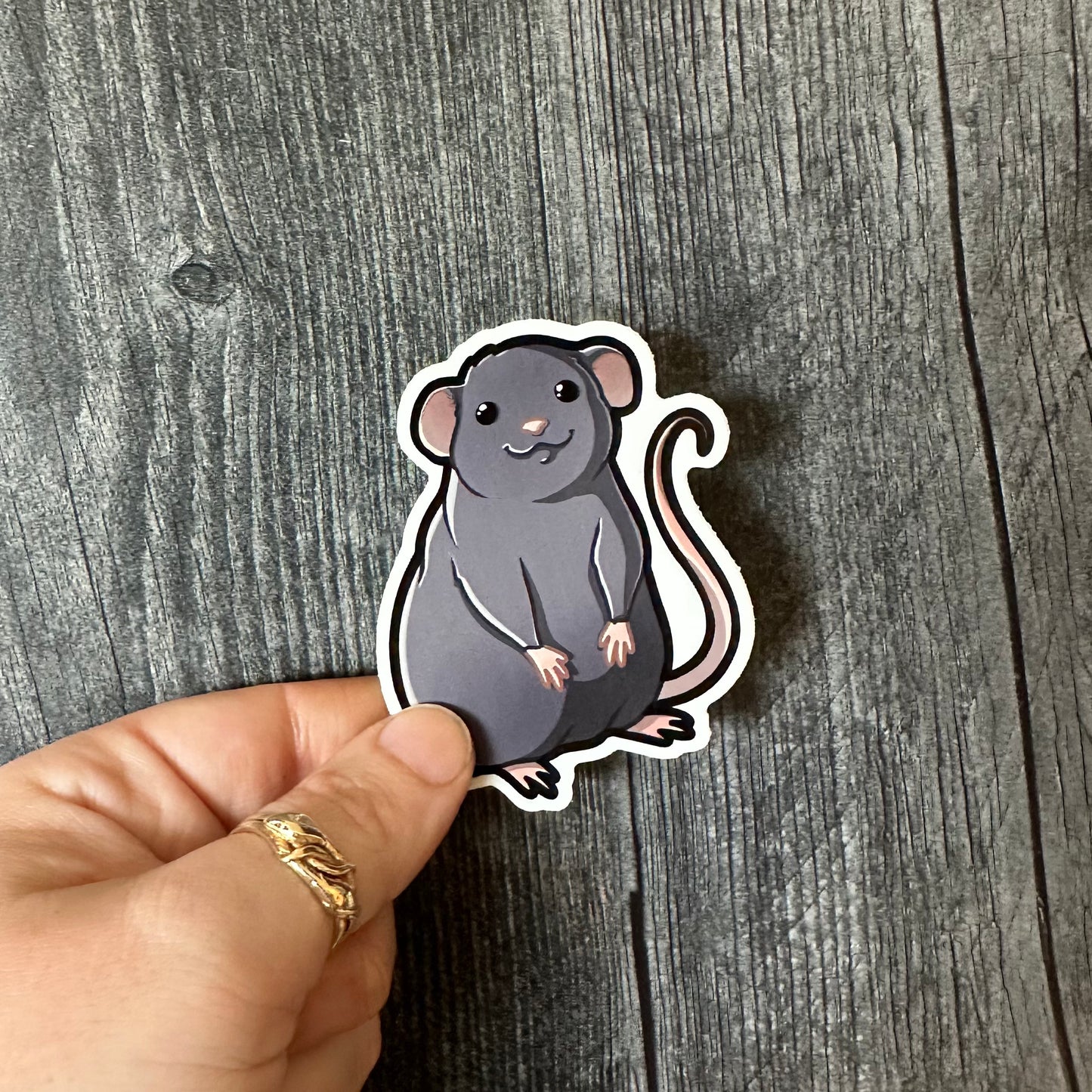 Dark Grey Cute Rat Sticker - The Serpentry