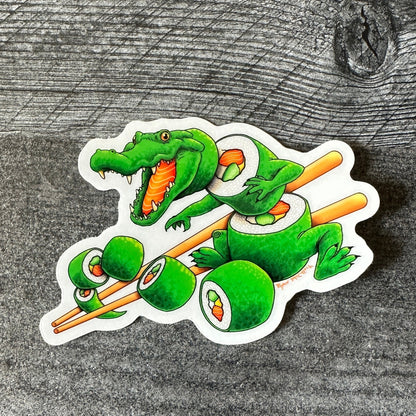Sushi Roll Gator Sticker | Clear Sticker - The Serpentry