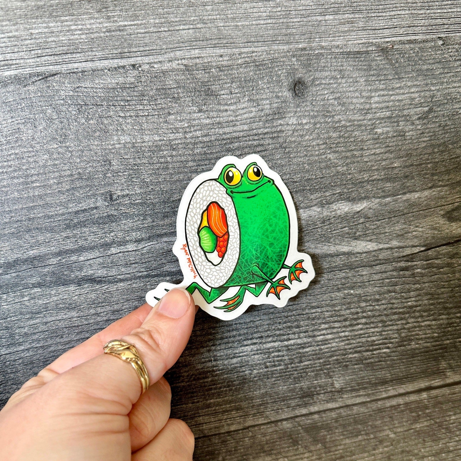 "Amphibimaki" Frog Sushi Roll Sticker | Clear Sticker - The Serpentry