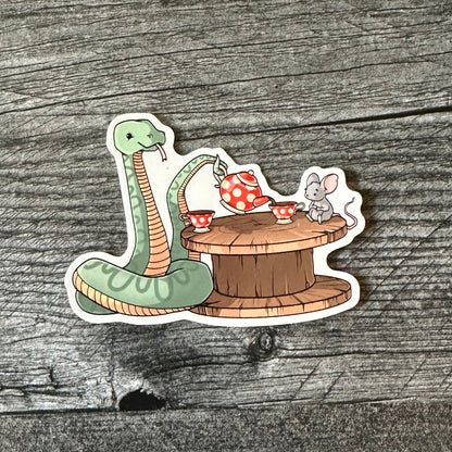 Snake and Mouse Tea Party Sticker - The Serpentry
