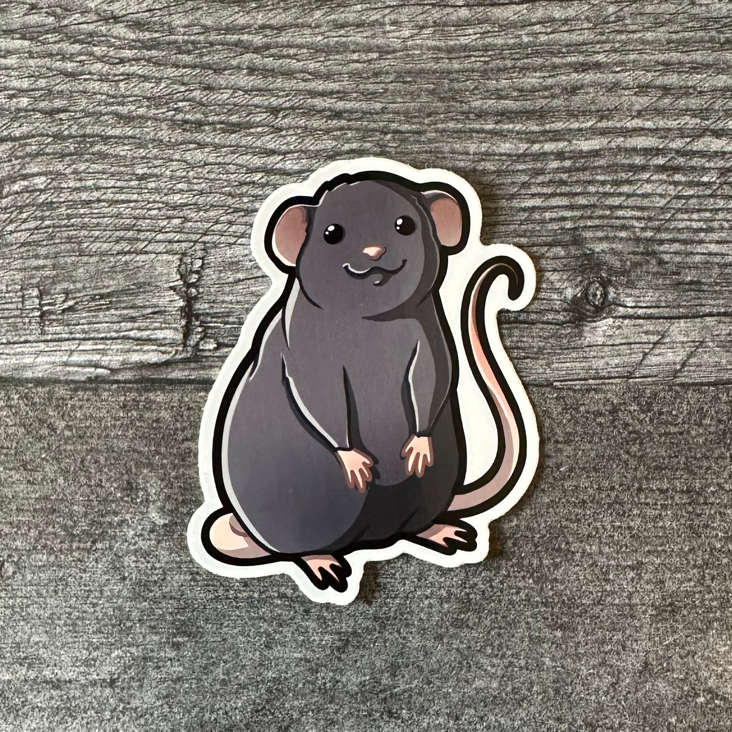 Dark Grey Cute Rat Sticker - The Serpentry
