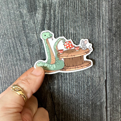 Snake and Mouse Tea Party Sticker - The Serpentry