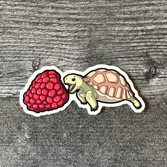 Tortoise Eating a Raspberry Sticker - The Serpentry