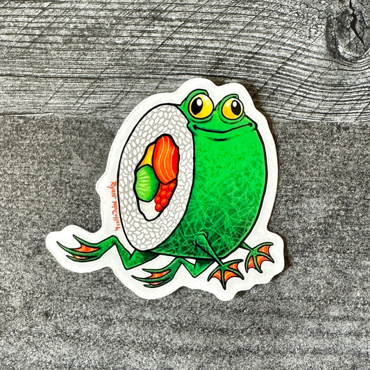 "Amphibimaki" Frog Sushi Roll Sticker | Clear Sticker