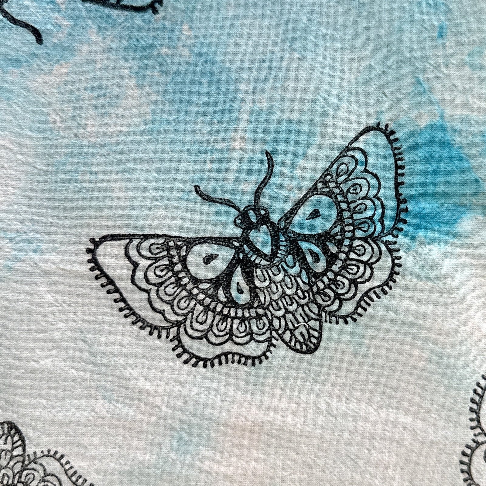 Light Blue Tie-dye Moth Tote Bag - The Serpentry