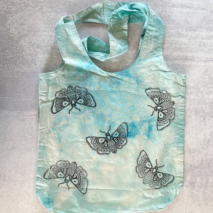 Light Blue Tie-dye Moth Tote Bag - The Serpentry