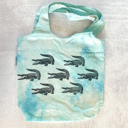 Light Blue Tie-dye Alligator Tote Bag - The Serpentry