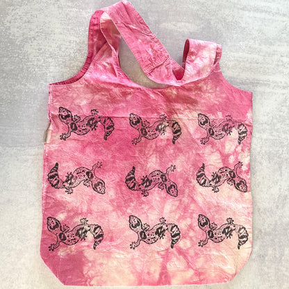Pink Tie-dye African Fat-tailed Gecko Tote Bag - The Serpentry