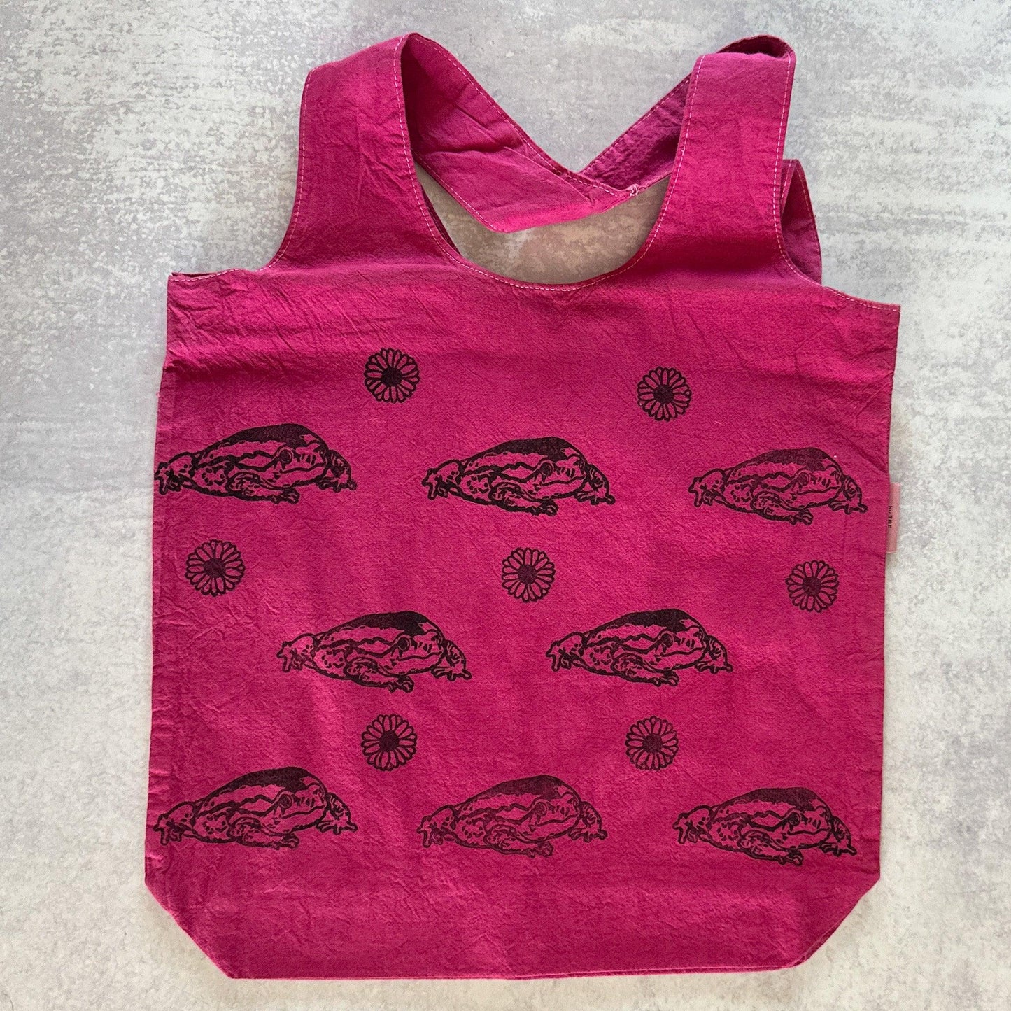 Wine Red Frogs and Daisies Tote Bag - The Serpentry